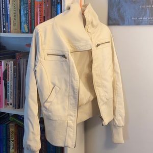 Cream faux leather jacket